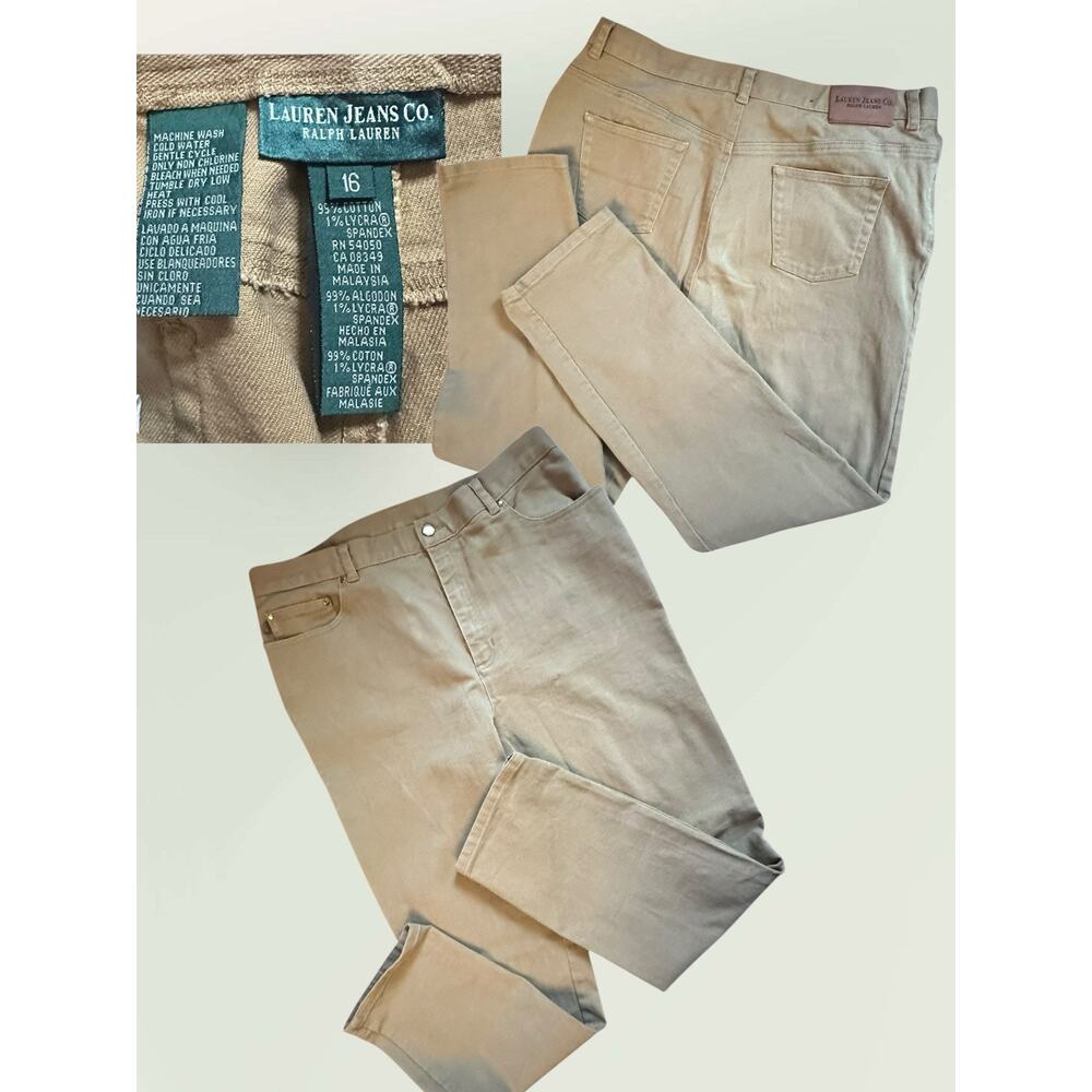 Lauren Ralph Lauren Khaki Tan Pants Jeans Green Label Women's Size 16